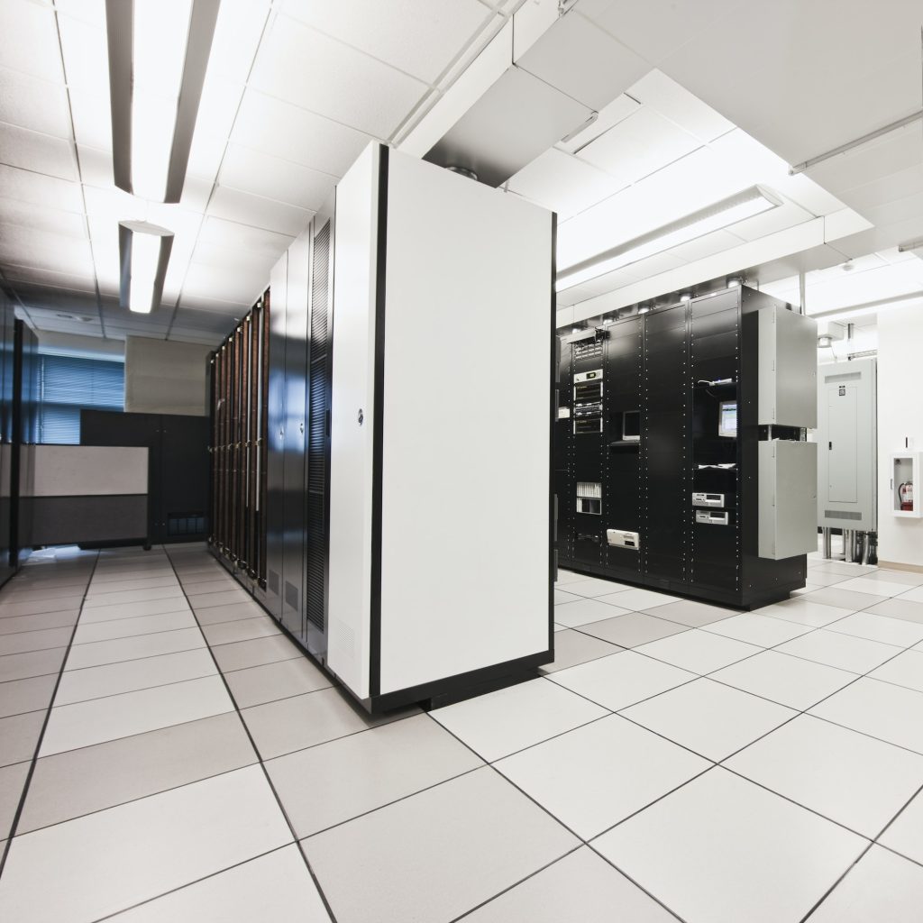 Computer servers in server room